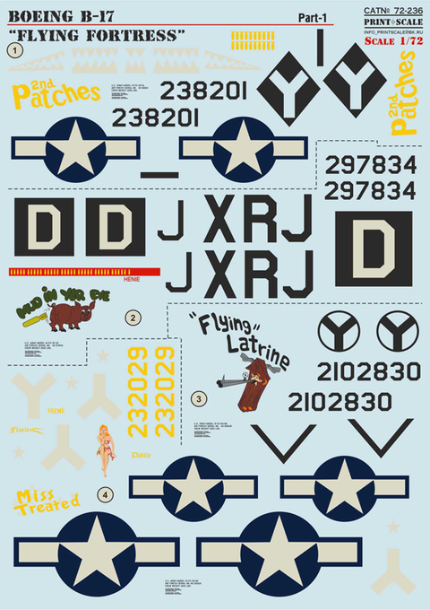 Print Scale 72-236 1/72 Boeing B-17 Flying Fortresses Part 1 72-236 Scale 1/72