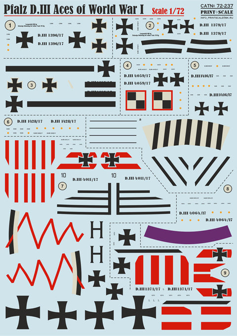 Print Scale 72-237 1/72 Pfalz D.III Aces of World War I