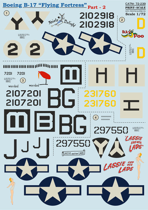 Print Scale 72-239 1/72 Boeing B-17 Flying Fortress Part 2 72-239 Scale 1/72