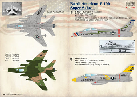 Print Scale 72-241 1/72 North American F-100 Super Sabre