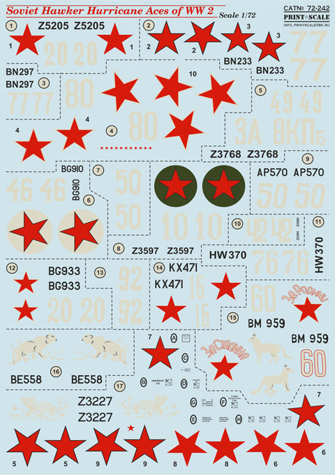 Print Scale 72-242 1/72 Soviet Hawker Hirricane Aces of WW2