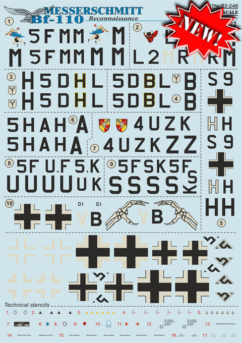 Print Scale 72-246 1/72 Messerschmitt Bf-110 Reconnaissance 72-246 Scale 1/72