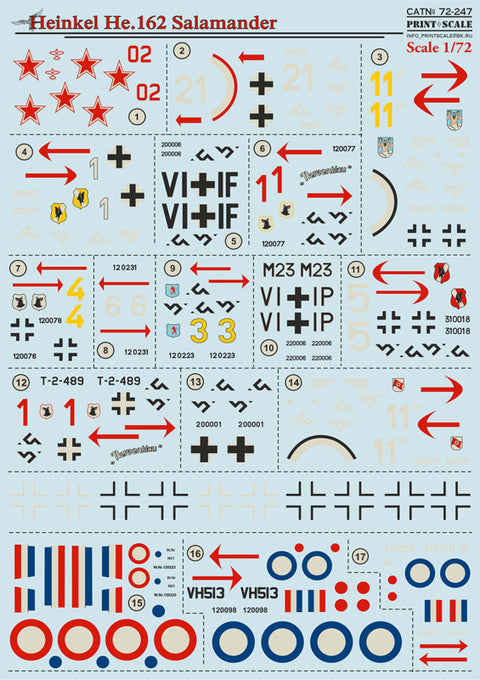 Print Scale 72-247 1/72 Heinkel He 162 “Salamander” 72-247 Scale 1/72