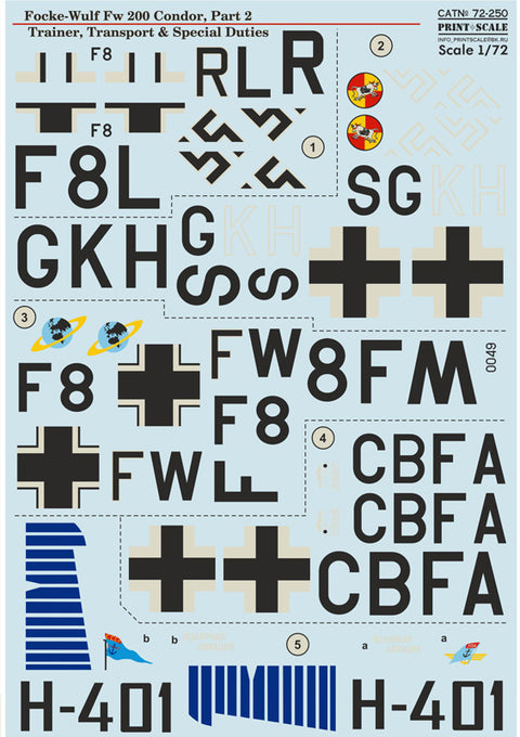 Print Scale 72-250 1/72 Focke-Wulf FW 200 CONDOR Part 2 In the complete set 2 sheets