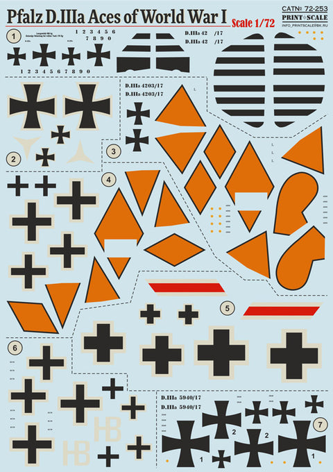Print Scale 72-253 1/72 Pfalz D.IIIa Aces of World War I
