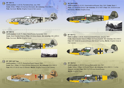 Print Scale 72-254 1/72 Messerschmitt Bf 109 F Aces 72-254 Scale 1/72