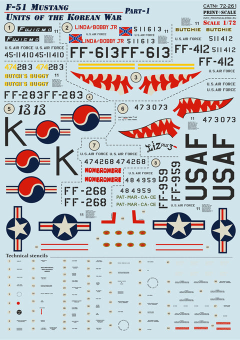 Print Scale 72-261 1/72 F-51 Mustang Units of the Korean War Part 1 72-261 Scale 1/72