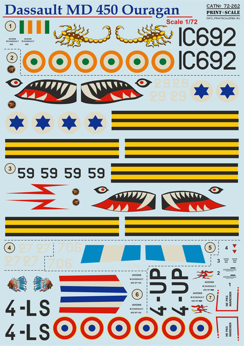 Print Scale 72-262 1/72 Dassault MD 450 Ouragan