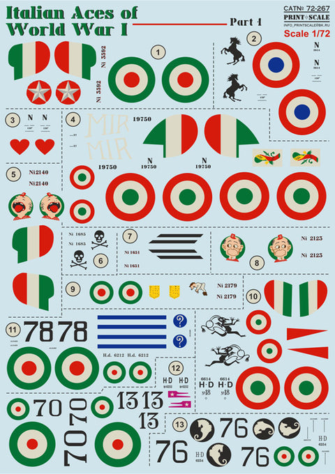 Print Scale 72-267 1/72 Italian Aces of WW I. Part 1 Nieuport