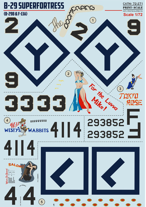 Print Scale 72-271 1/72 Boeing B-29 Superfortress Part 1 In the complete set 1,5 sheets