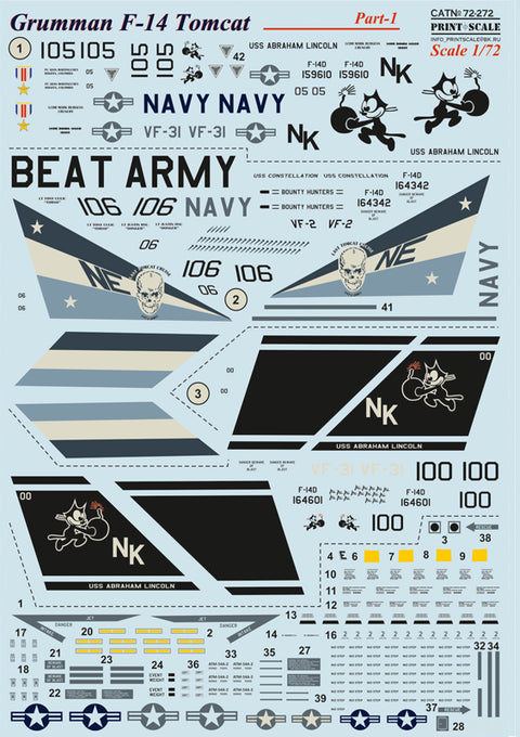 Print Scale 72-272 1/72 Grumman F-14 Tomcat Part 1 In the complete set 1,5 sheets