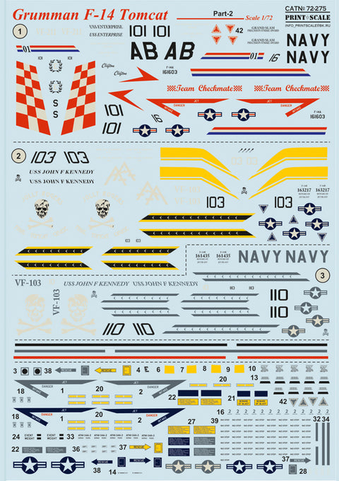 Print Scale 72-275 1/72 Grumman F-14 Tomcat Part 2 In the complete set 1,5 sheets