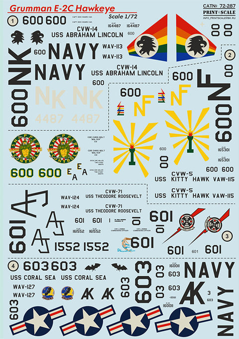 Print Scale 72-287 1/72 Grumman E-2C Hawkeye In the complete set 1,5 sheets