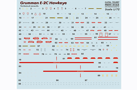 Print Scale 72-287 1/72 Grumman E-2C Hawkeye In the complete set 1,5 sheets
