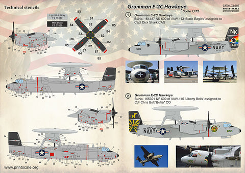 Print Scale 72-287 1/72 Grumman E-2C Hawkeye In the complete set 1,5 sheets