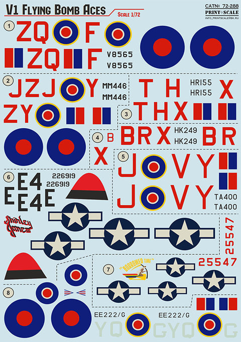 Print Scale 72-288 1/72 V-1 Flying Bomb Aces Part 4 In the complete set 1,5 sheets