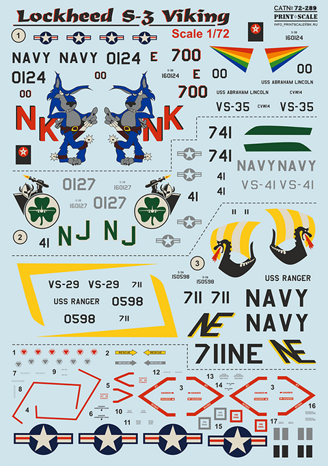 Print Scale 72-289 1/72 Lockheed S-3 Viking In the complete set 1,5 sheets