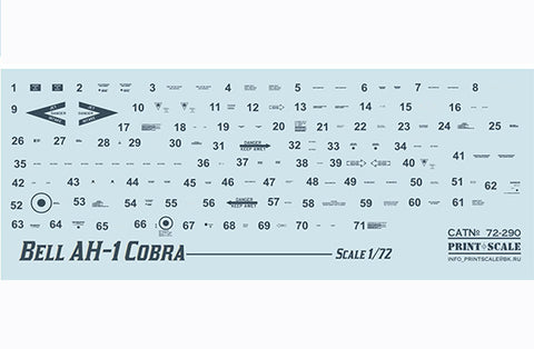 Print Scale 72-290 1/72 Bell AH-1 Cobra In the complete set 1,5 sheets