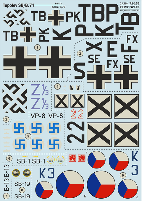 Print Scale 72-295 1/72 Tupolev SB-2 "Katushka" Part 3 In the complete set 1,5 sheets