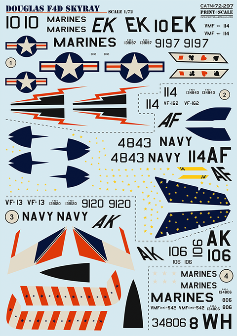 Print Scale 72-297 1/72 Douglas F4DF-6 Skyray In the complete set 2 sheets