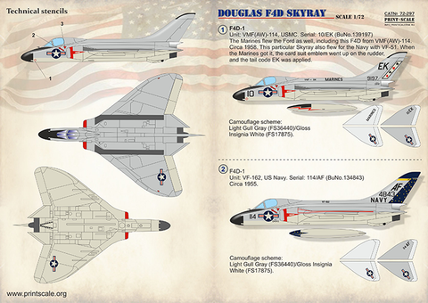 Print Scale 72-297 1/72 Douglas F4DF-6 Skyray In the complete set 2 sheets