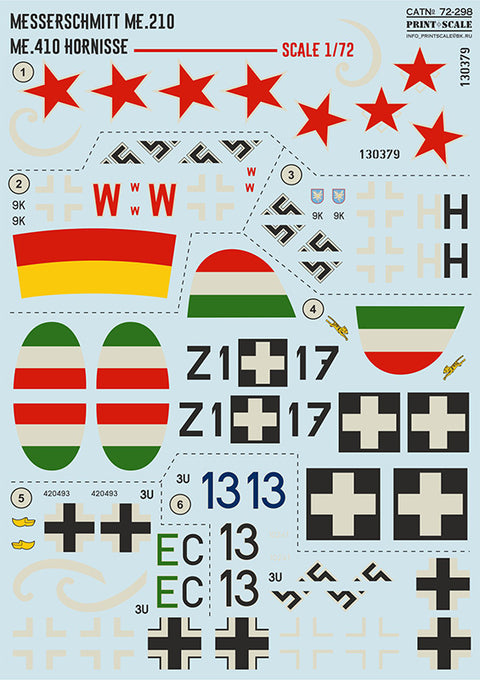 Print Scale 72-298 1/72 Messerchmitt Me 210 "Hornisse"