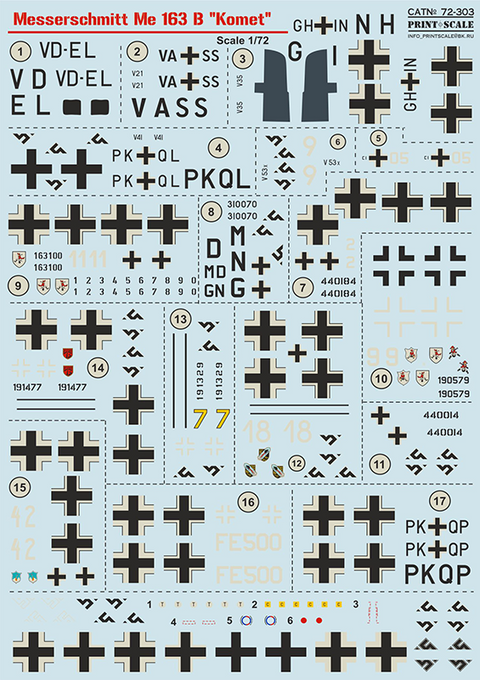Print Scale 72-303 1/72 Messerschmitt ME-163 Komet