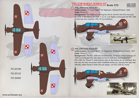 Print Scale 72-305 1/72 PZL.23B Karaś