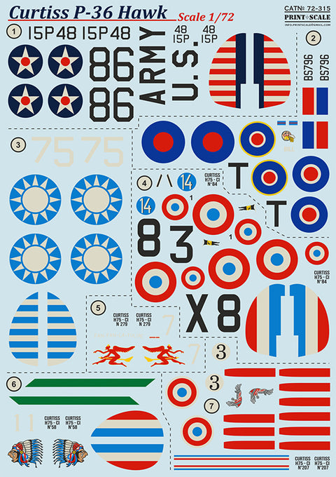 Print Scale 72-315 1/72 Curtiss P-36 Hawk 72-315 Scale 1/72