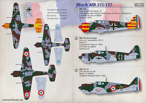 Print Scale 72-320 1/72 Bloch MB.151-152