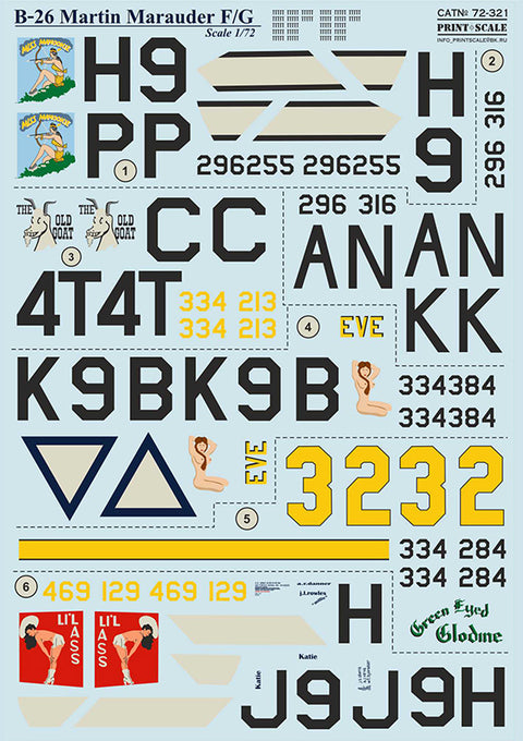 Print Scale 72-321 1/72 Martin Marauder B-26F/G 72-321 Scale 1/72 In the complete set 1,5 sheets