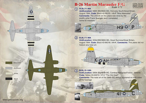 Print Scale 72-321 1/72 Martin Marauder B-26F/G 72-321 Scale 1/72 In the complete set 1,5 sheets