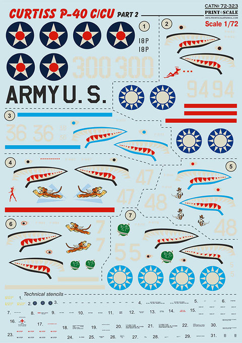 Print Scale 72-323 1/72 Curtiss P-40 Part 2 72-323 Scale 1/72
