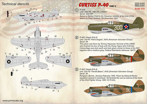 Print Scale 72-323 1/72 Curtiss P-40 Part 2 72-323 Scale 1/72