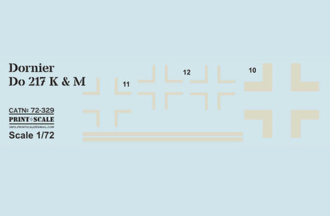 Print Scale 72-329 1/72 Dornier Do-217 K&M In the complete set 1,5 sheets