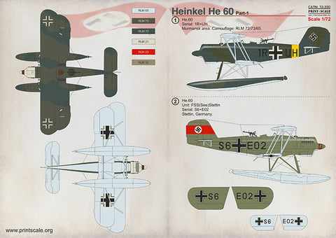Print Scale 72-330 1/72 Heinkel He 60 Part 1