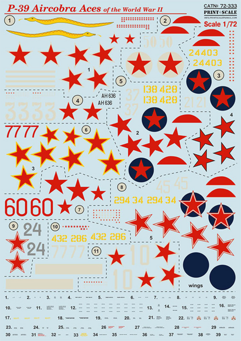 Print Scale 72-333 1/72 Р-39 Aircobra Aces of the World War II