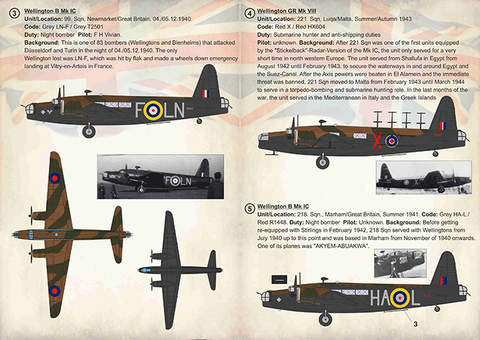 Print Scale 72-335 1/72 Vickers Wellington Mk IA, MK IC & GR Mk VIII, Part 1 In the complete set 1,5 sheets