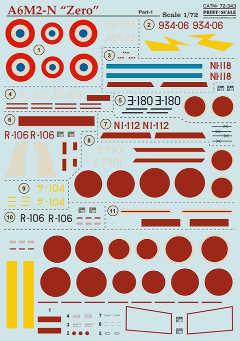 Print Scale 72-343 1/72 Nakajima A6M2-N