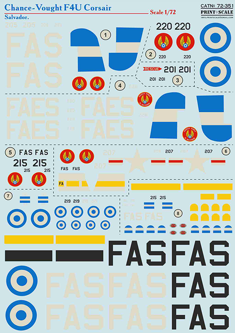 Print Scale 72-351 1/72 F4U Corsair Salvador In the complete set 1,5 sheets