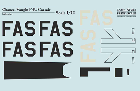 Print Scale 72-351 1/72 F4U Corsair Salvador In the complete set 1,5 sheets