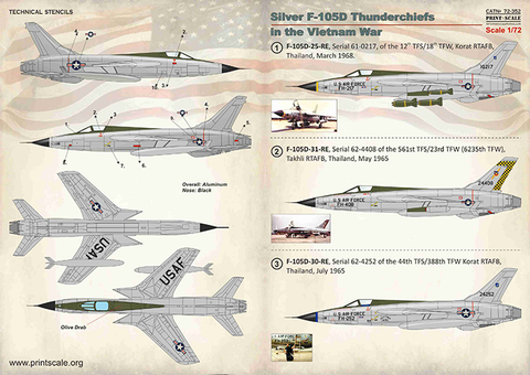 Print Scale 72-352 1/72 Silver F-105D in Viet Nam War