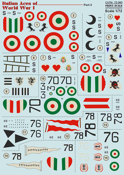 Print Scale 72-360 1/72 Italian Aces of WW I. Part 3. SPAD.