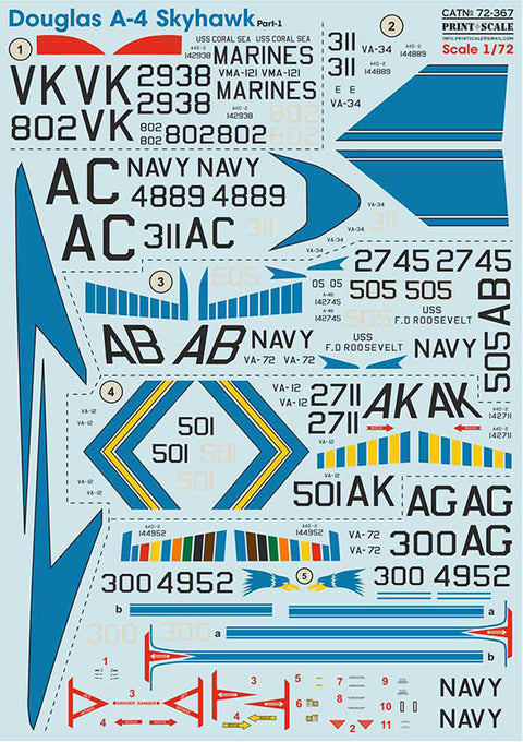 Print Scale 72-367 1/72 Douglas A4 Skyhawk. Part 1 In the complete set 1,5 sheets