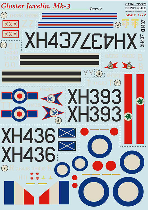 Print Scale 72-371 1/72 Gloster Javelin Mk-3 Part 2 In the complete set 2 sheets