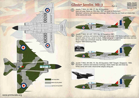 Print Scale 72-371 1/72 Gloster Javelin Mk-3 Part 2 In the complete set 2 sheets