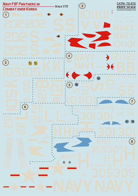 Print Scale 72-372 1/72 Navy F9F-2 -3 Panthers in Combat over Korea