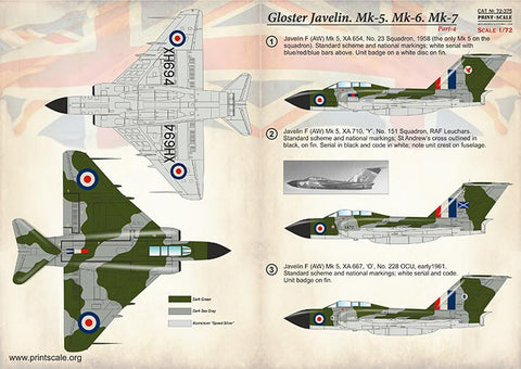 Print Scale 72-375 1/72 Gloster Gavelin Mk.5, Mk.6, Mk.7. Part 4. In the complete set 1,5 sheets