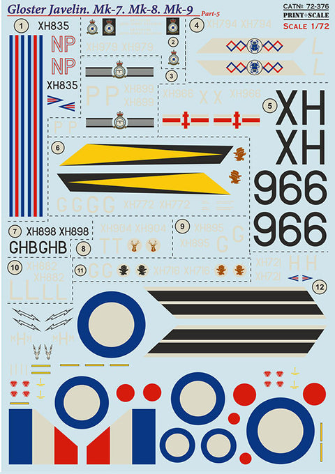 Print Scale 72-376 1/72 Gloster Javelin. Part 5 In the complete set 2 sheets
