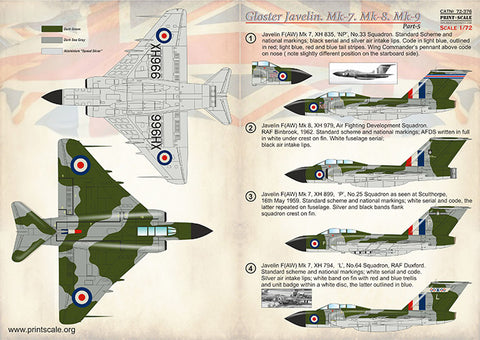 Print Scale 72-376 1/72 Gloster Javelin. Part 5 In the complete set 2 sheets